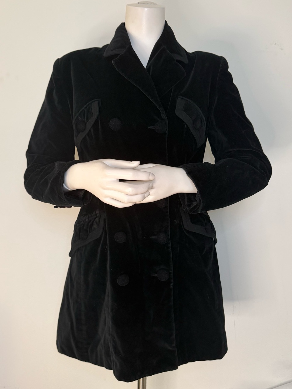 Black Velvet Double-Breasted Coat